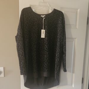 Black Leopard Print Long Sleeve Top